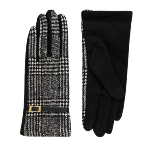 Pia Rossini Check Black and White Gloves