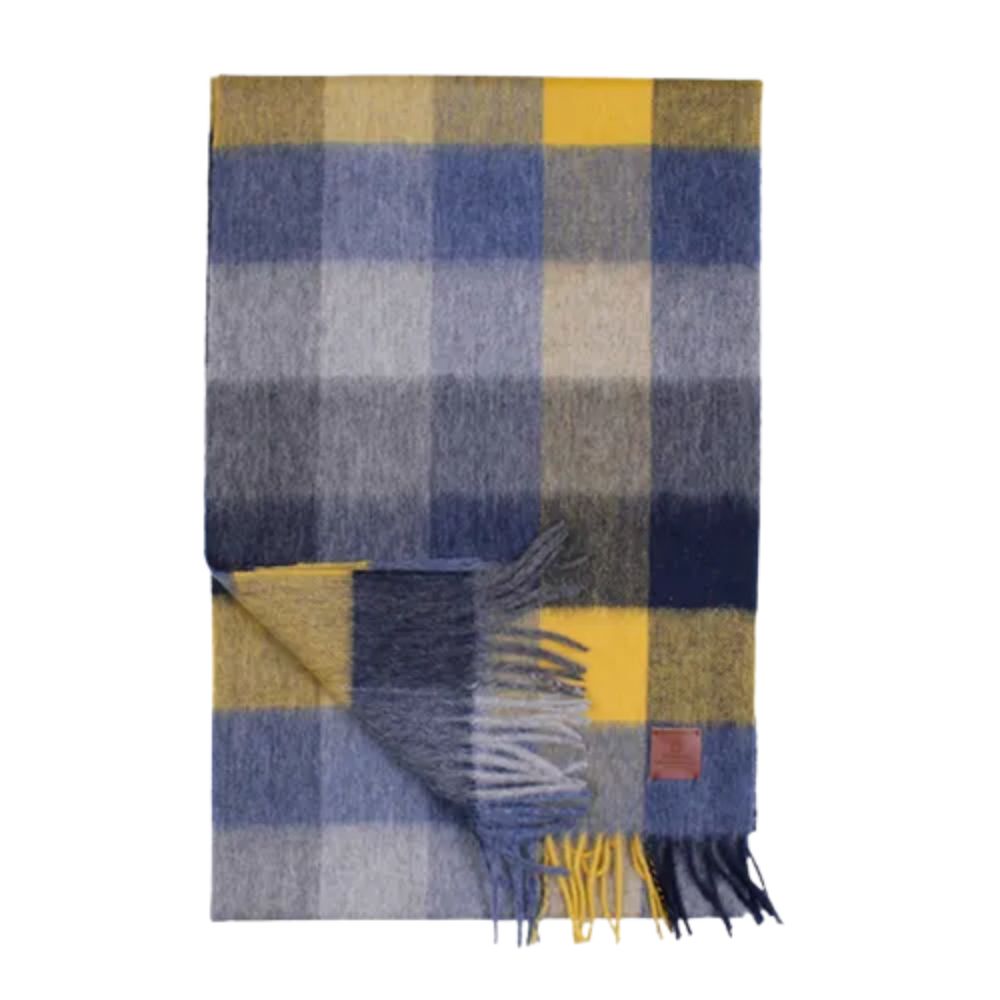 Amanda Christensen Wool Blue Melange Check Scarf