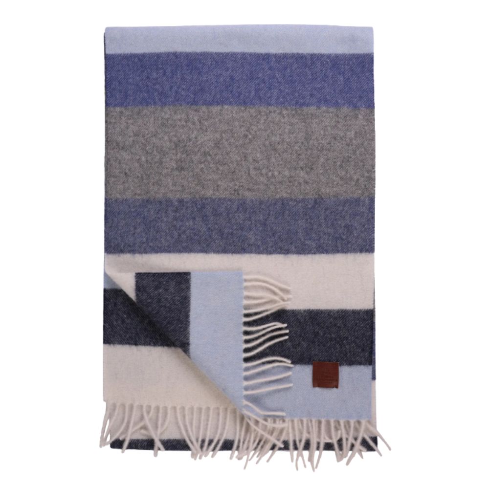 Amanda Christensen Wool Navy Melange Check Scarf 1