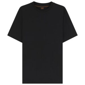 BOSS Interlock Cotton Black T-shirt With Embroidered Logo