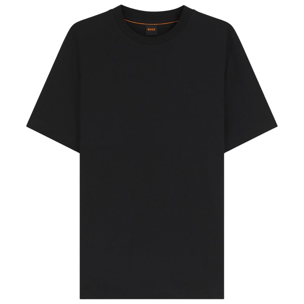 BOSS Interlock Cotton Black T-shirt With Embroidered Logo