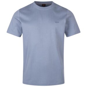BOSS Interlock Cotton Blue T-shirt With Embroidered Logo