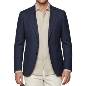 BOSS Navy Four Way Stretch Virgin Wool Blazer