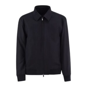 BOSS Navy Virgin Wool Blend Blouson Jacket