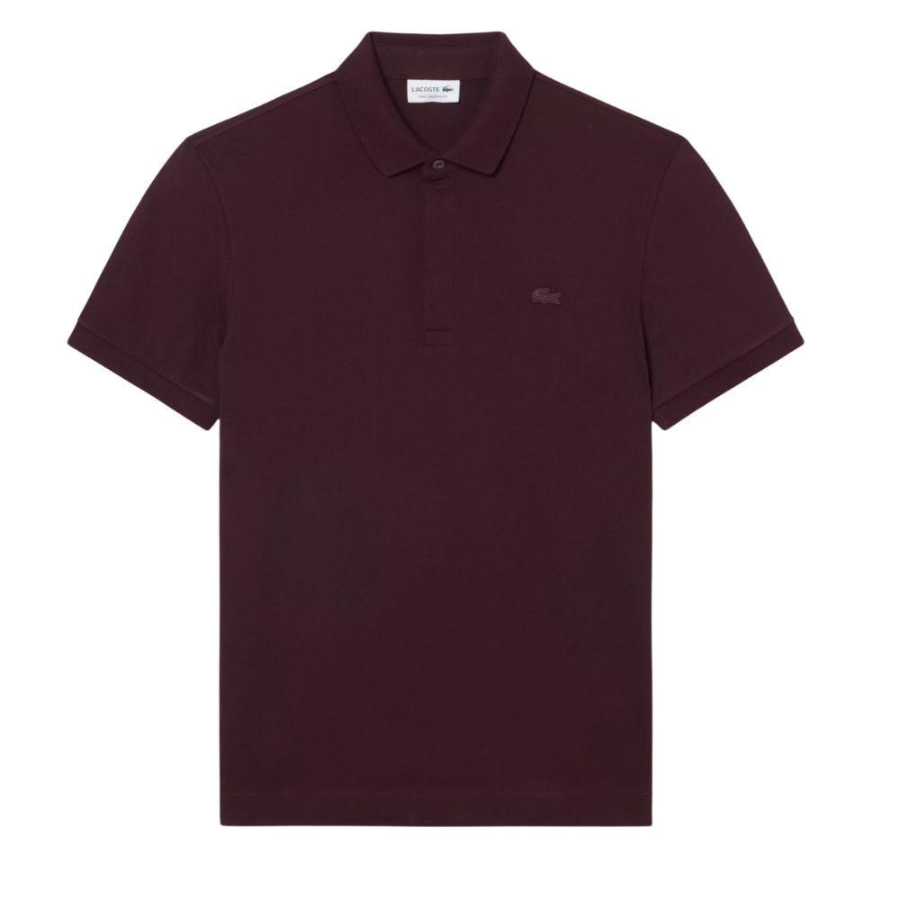 Lacoste Classic Fit Cotton Hidden Button Burgundy Polo Shirt