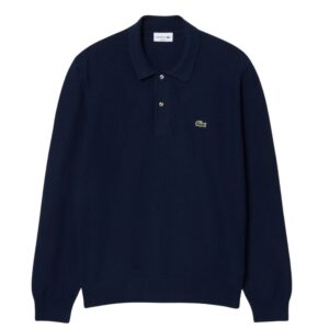 Lacoste Navy Classic Fit Long Sleeved Knitted Polo Shirt