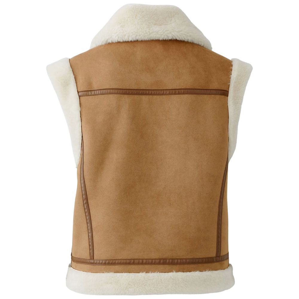 Oui Women's Fur Lined Brown Vest