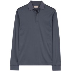 Thomas Maine Long Sleeve Blue Polo Shirt