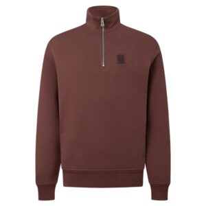 BELSTAFF Cotton Fleece Quarter Zip Sweatshirt in Oxblood