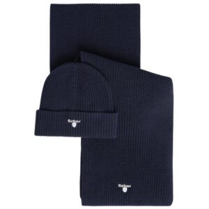 BARBOUR Cascade Navy Beanie And Scarf Gift Set