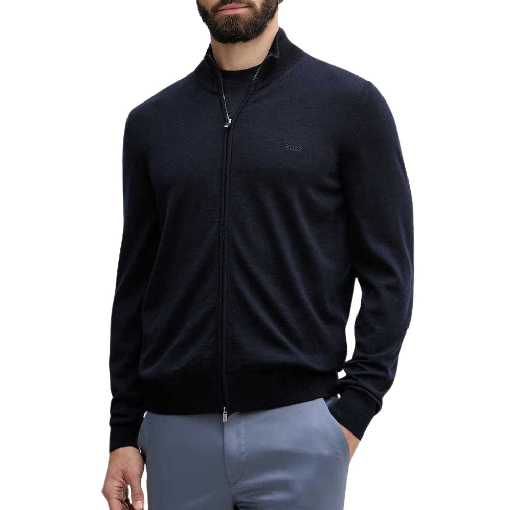 BOSS Navy Full Zip Jumper
