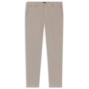 BOSS Regular Fit Beige Trousers in Stretch-Cotton