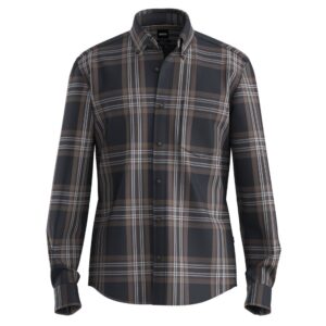 BOSS Regular Fit Casual Brown Shirt In Checked Cotton Flannel