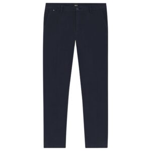 BOSS Regular Fit Navy Trousers in Stretch-Cotton