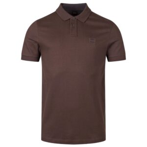 BOSS Slim Fit Brown Polo Shirt with Logo Patch