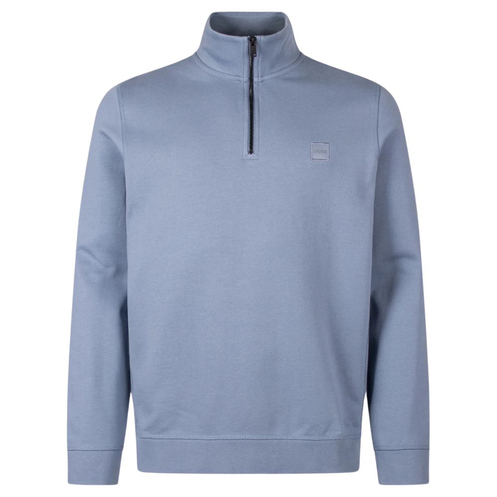 BOSS Zetrust Cotton Blend Light Blue Half Zip