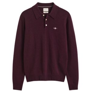GANT Superfine Lambswool Dark Wine Half Zip