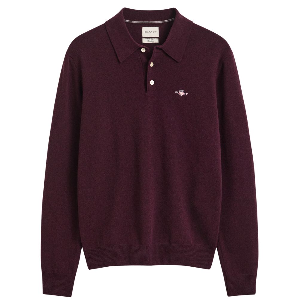 GANT Superfine Lambswool Dark Wine Half Zip