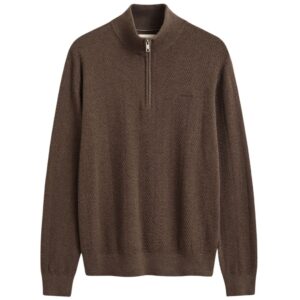 Gant brown Herringbone Texture Half Zip