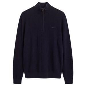 Gant Navy Herringbone Texture Half Zip