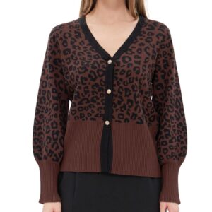 Passioni Brown Leopard Print Cardigan