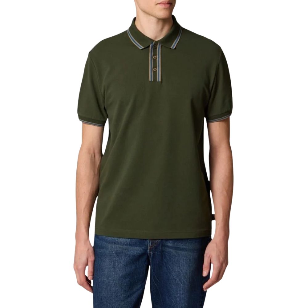 Paul Smith Green Polo Shirt with Contrast Stripes