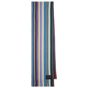 Paul Smith Multistripe Wool Blue Scarf With Logo Branding