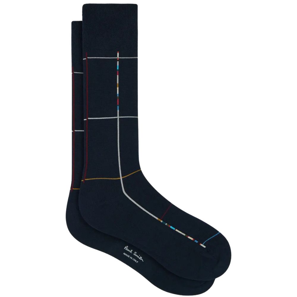 Paul Smith 'Signature Stripe' Check Navy Socks