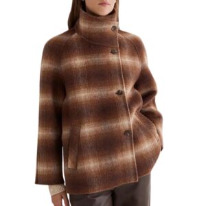 Yerse Brown Checked Wool Jacket