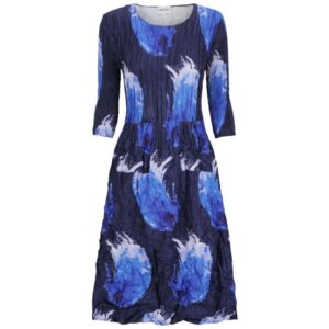 Alquema Navy Dress with Blue Floral Print