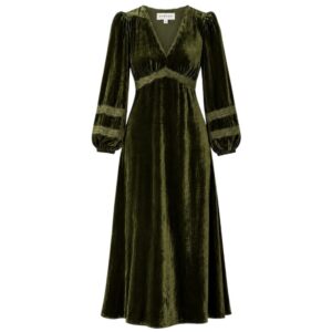 Aspiga Lorna Green Velvet Midi Dress