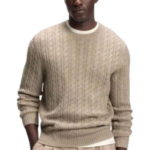 BOSS Cable Knit Beige Sweater in Virgin Wool And Cashmere