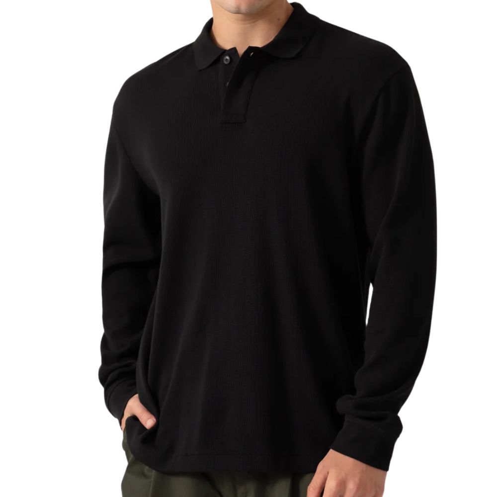 BOSS Petempestolong Black Long Sleeve Polo Shirt