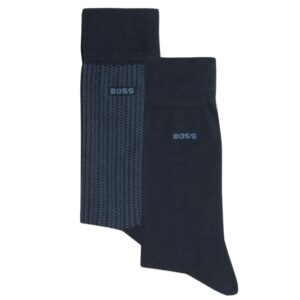 BOSS Two Pack Herringbone Blue Socks Soft Compact Cotton