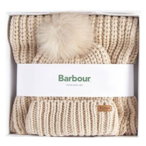 Barbour Women's Saltburn Cream Beanie and Scarf Gift Set