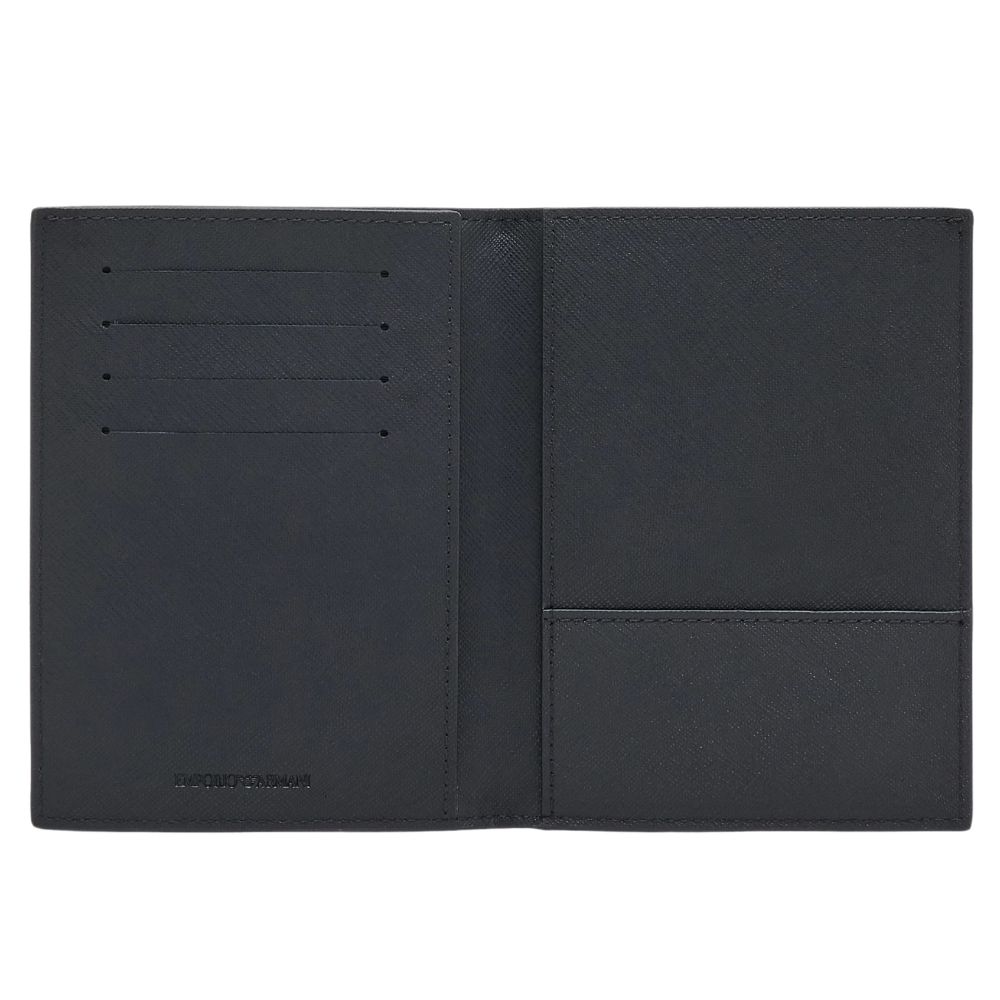 EMPORIO ARMANI Regenerated Saffiano Leather Passport Holder With Eagle Plate