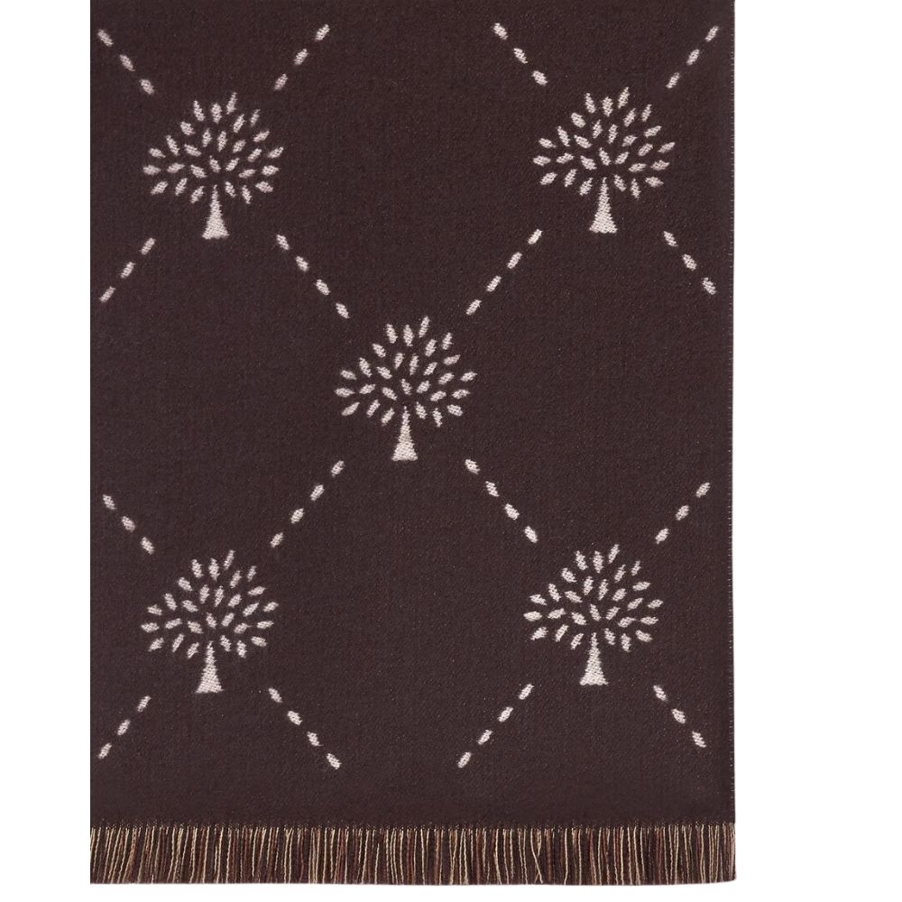 Mulberry Brown Wool Diamond Tree Jacquard Scarf