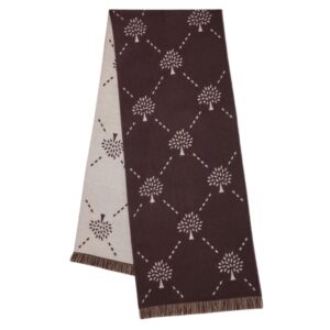 Mulberry Brown Wool Diamond Tree Jacquard Scarf