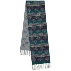 Mulberry Green Wool Heritage Check and Tree Scarf