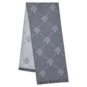 Mulberry Grey Wool Diamond Tree Jacquard Scarf